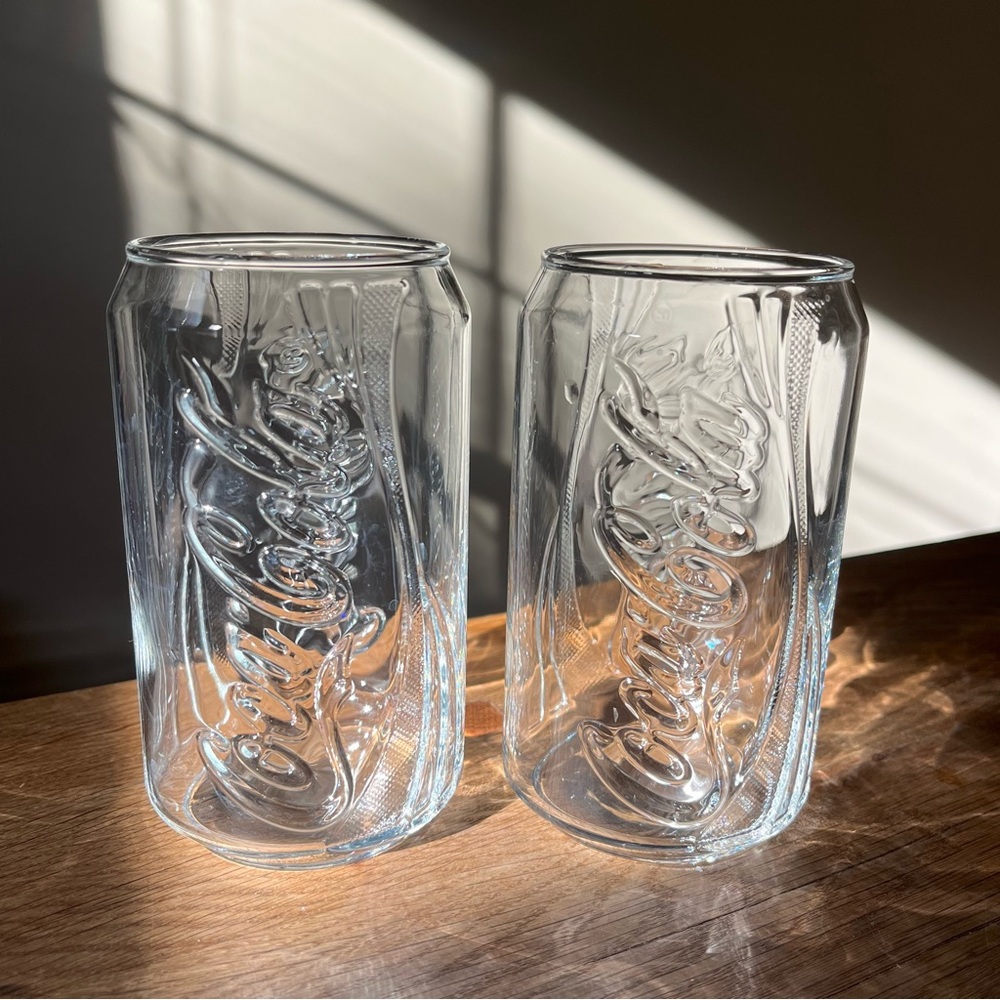 Two vintage Coca-Cola clear drinking glasses